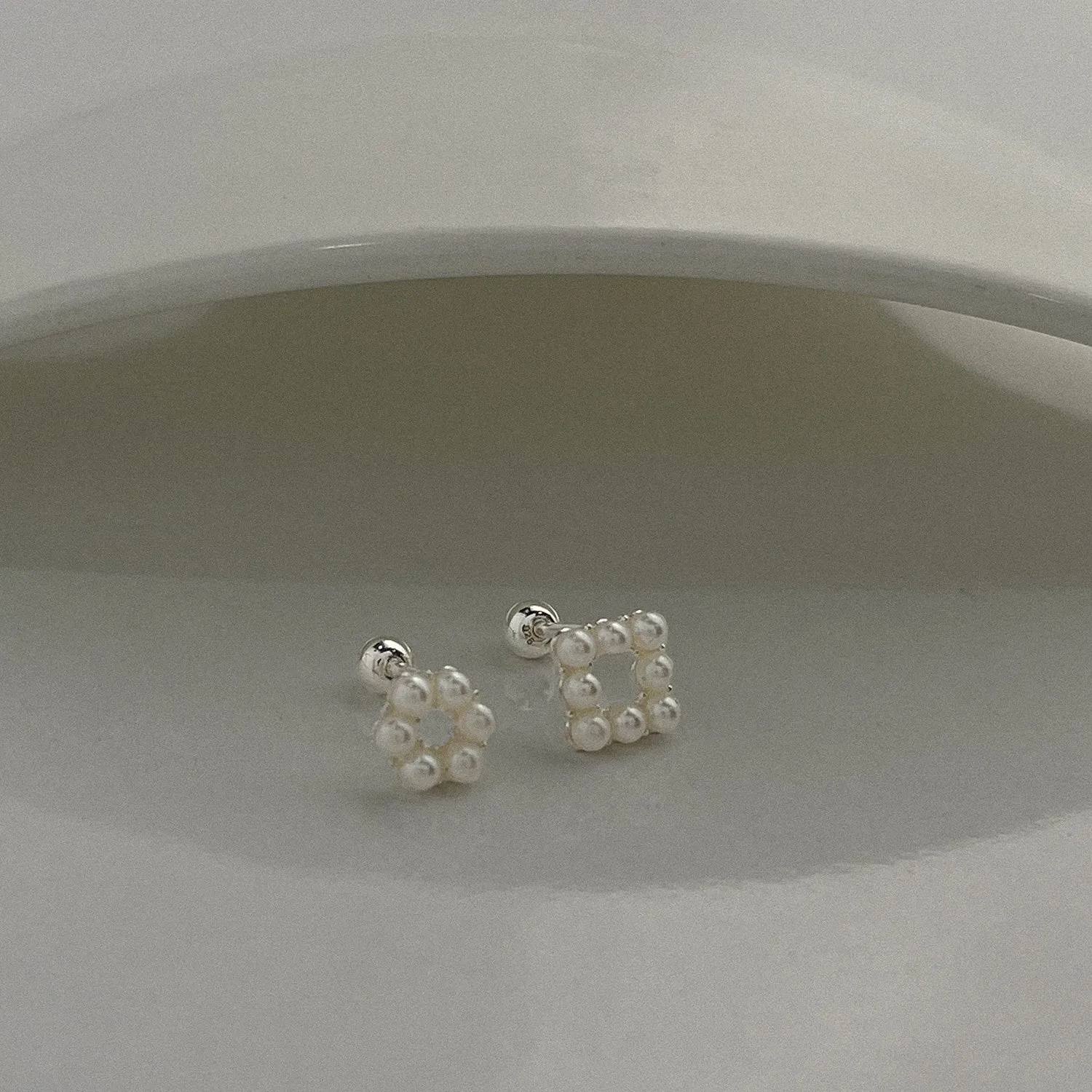 Elara Sterling Silver Pearl Stud Piercing Earring
