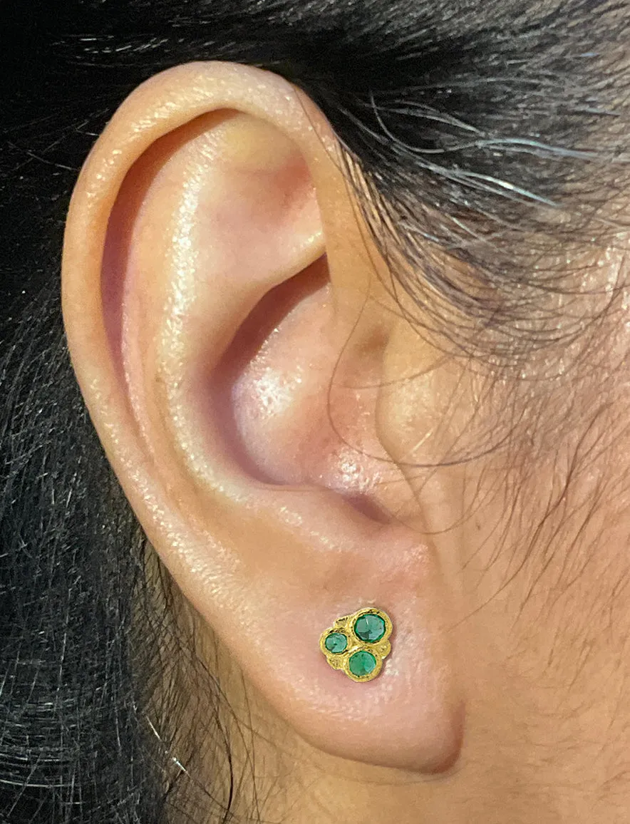 Emerald Cluster Stud Earrings