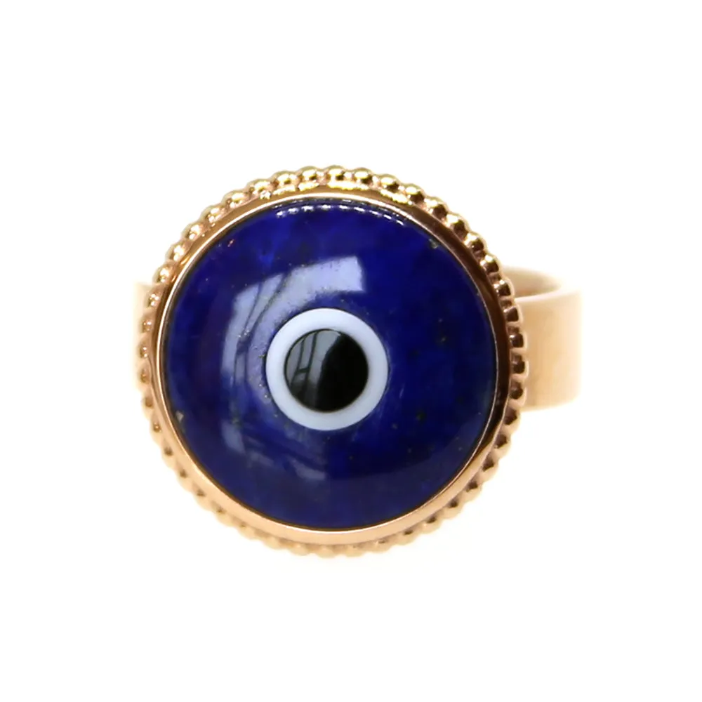Emporio Armani Ladies Stainless Steel Rg Ring With Lapis Lazuli Size 9