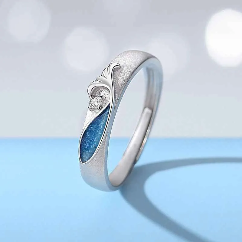 Enamel Whale Matching Couple Rings