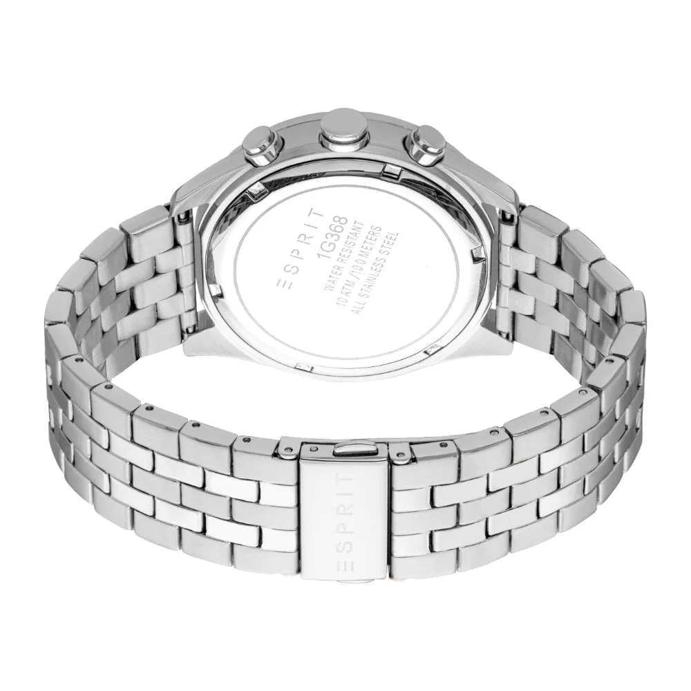 ESPRIT Men's Chronograph Watch with Silver Color Case and Stainless Steel Bracelet