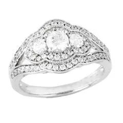 EternalDia 1 Carat T.W. Diamond 14kt White Gold Three Stone Engagement Ring