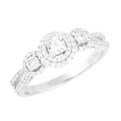 EternalDia 3/8 Carat T.W. Diamond 10kt White Gold Three Stone Engagement Ring
