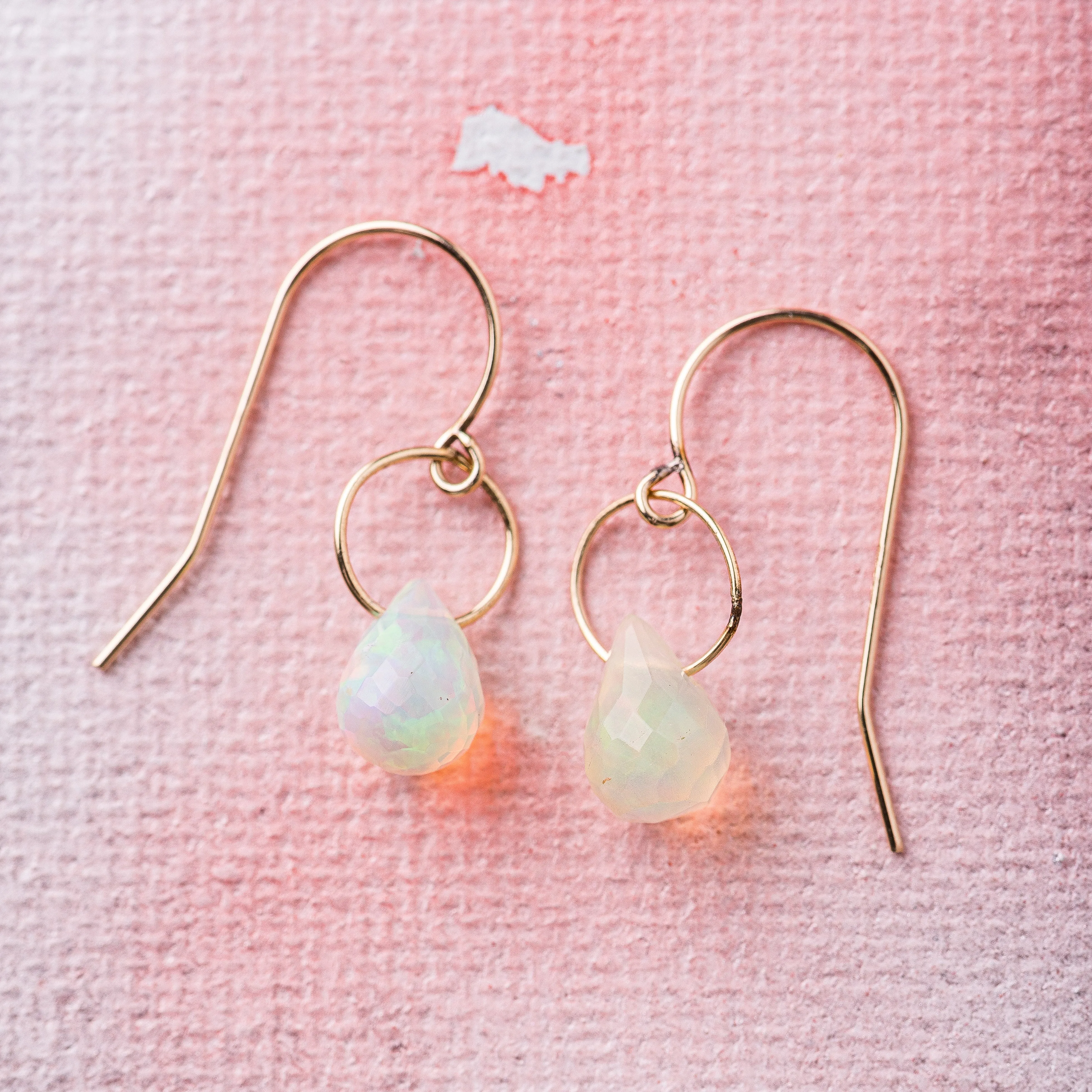 Ethiopian Opal Drop Earrings in 14k Gold