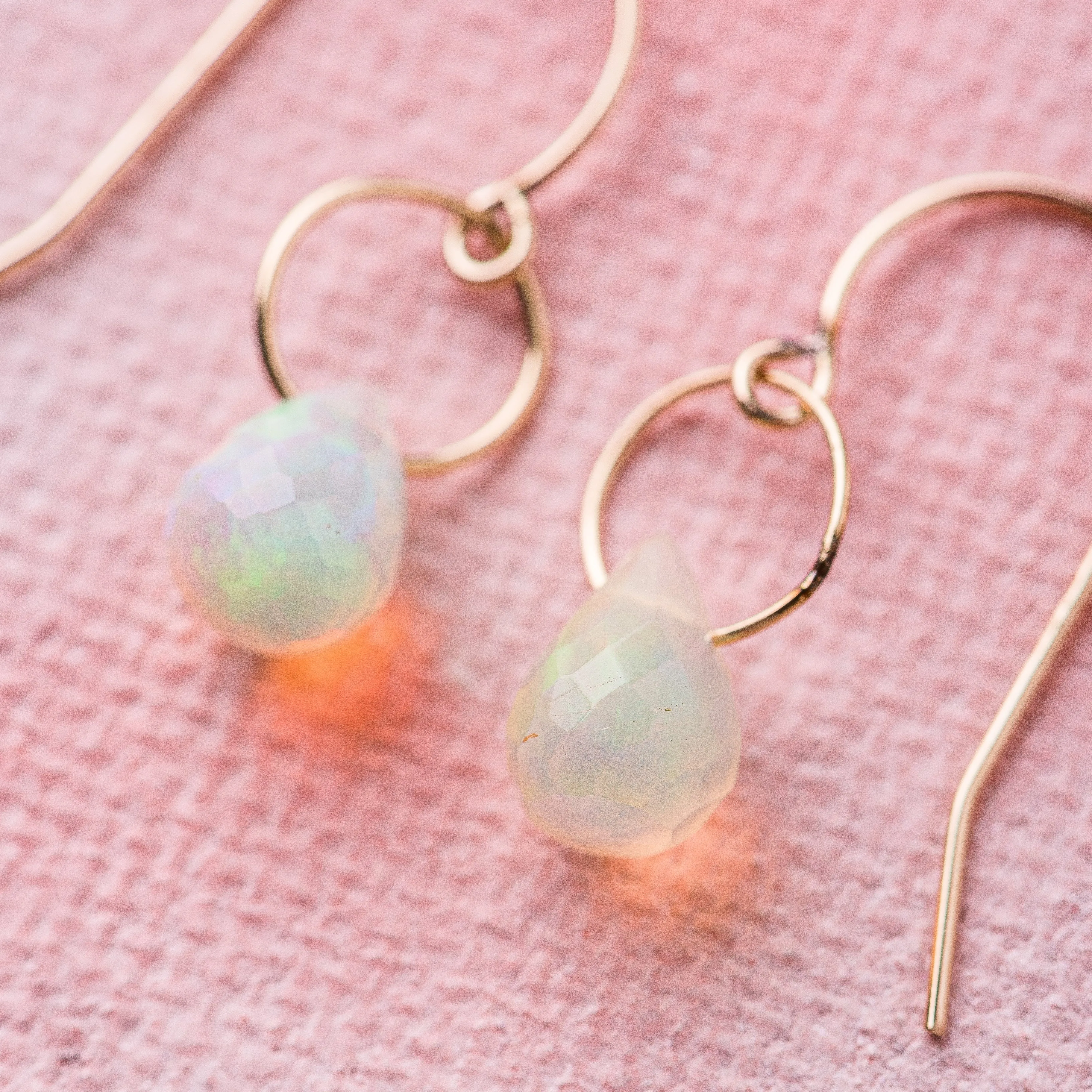Ethiopian Opal Drop Earrings in 14k Gold