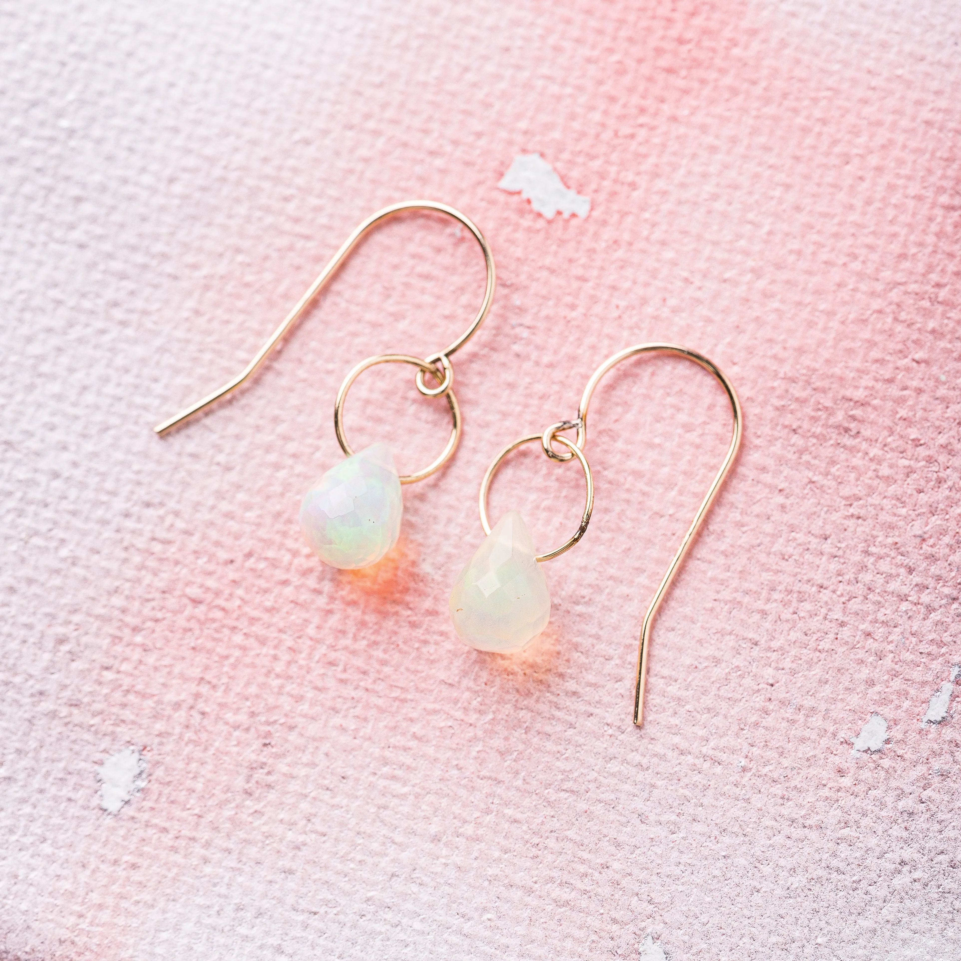 Ethiopian Opal Drop Earrings in 14k Gold