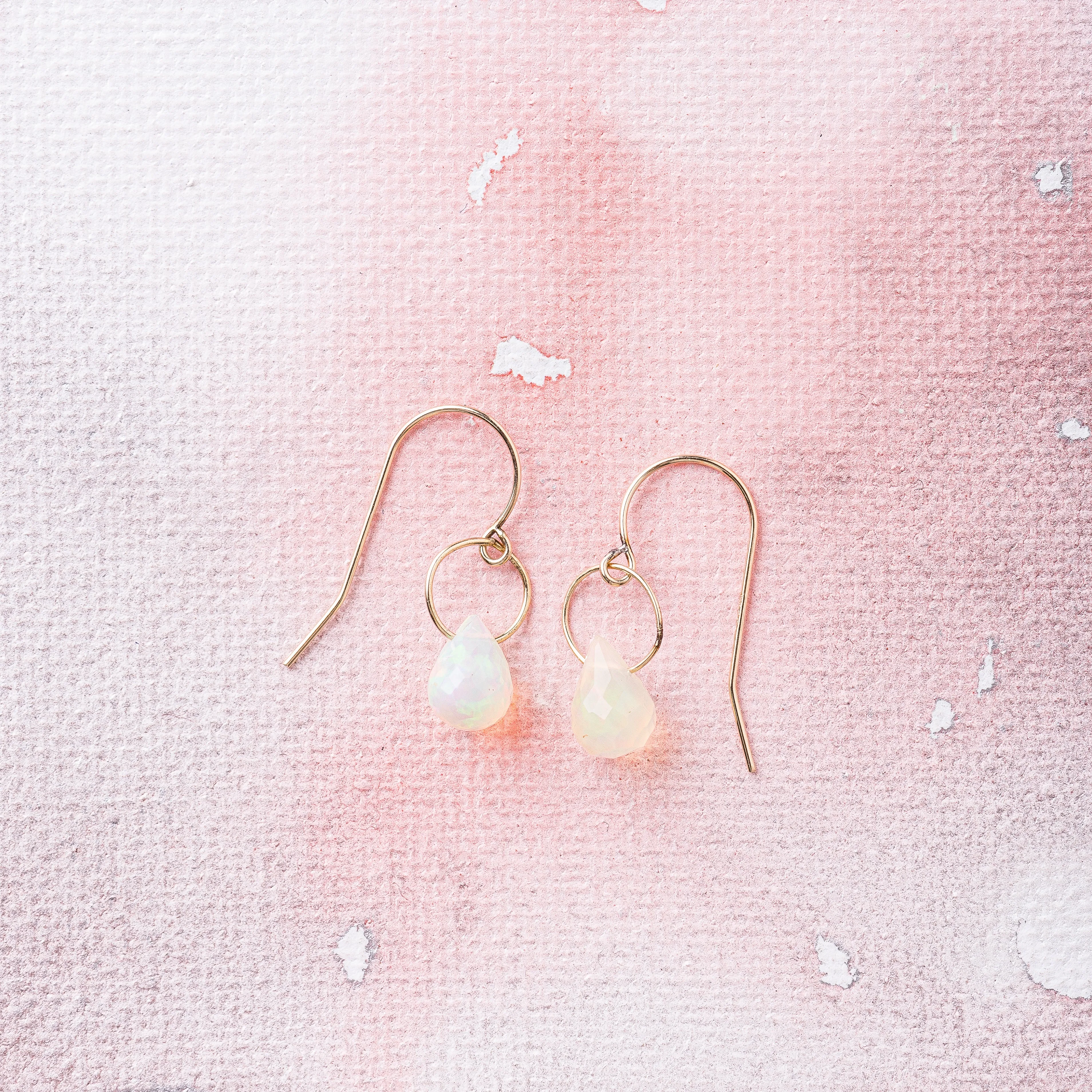 Ethiopian Opal Drop Earrings in 14k Gold