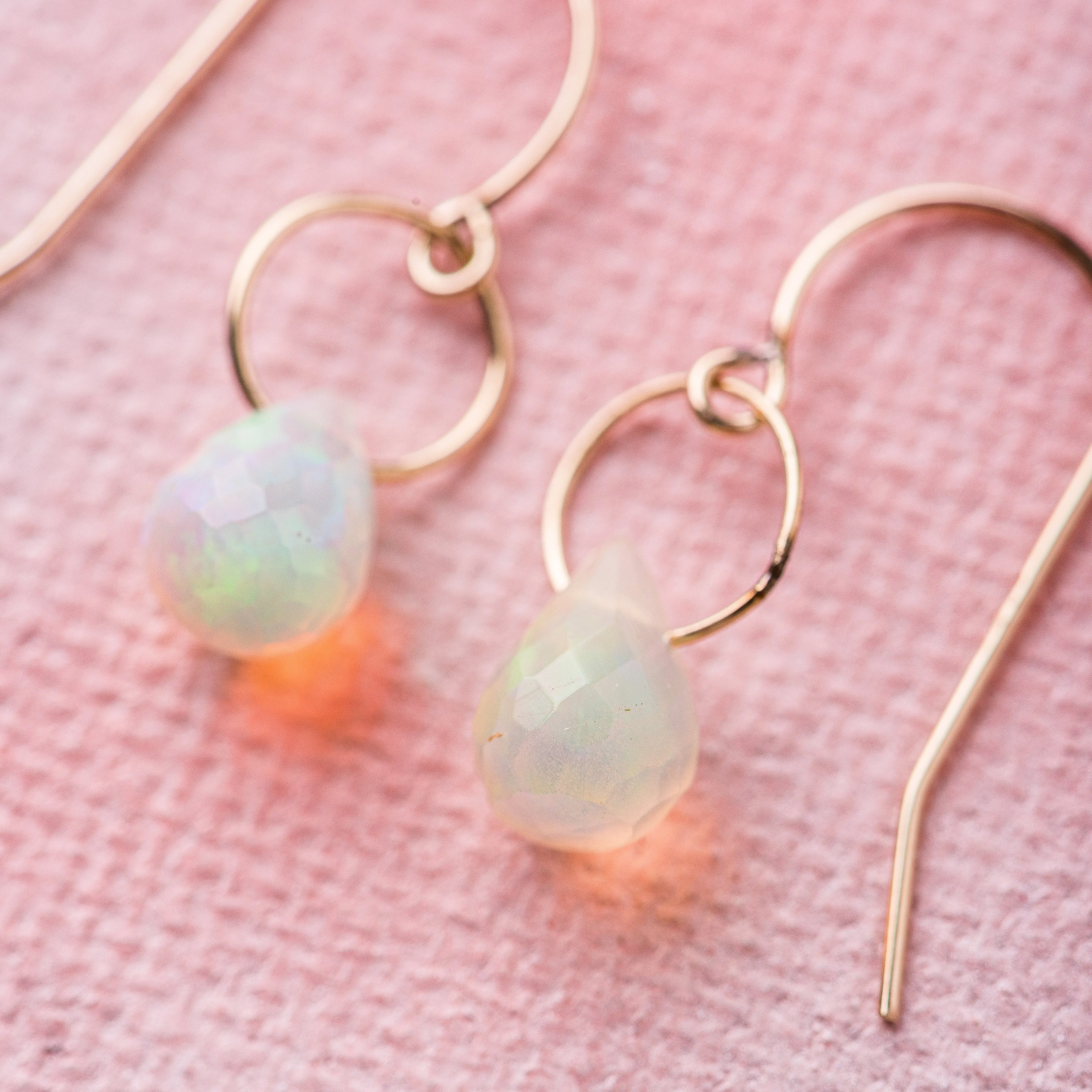 Ethiopian Opal Drop Earrings in 14k Gold