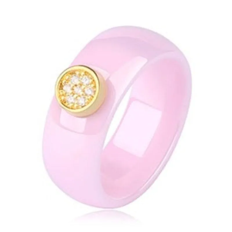 Exquisite White Zircone Ring Women Black Ceramic Anniverssary Jewelry