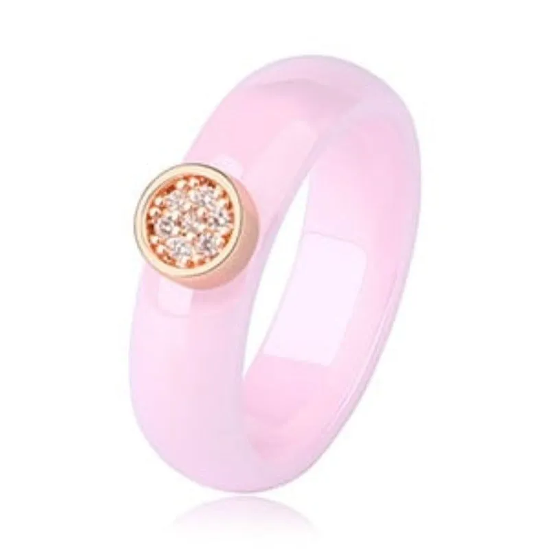 Exquisite White Zircone Ring Women Black Ceramic Anniverssary Jewelry