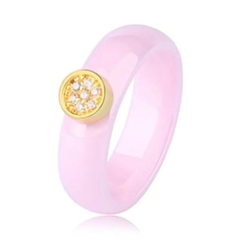 Exquisite White Zircone Ring Women Black Ceramic Anniverssary Jewelry