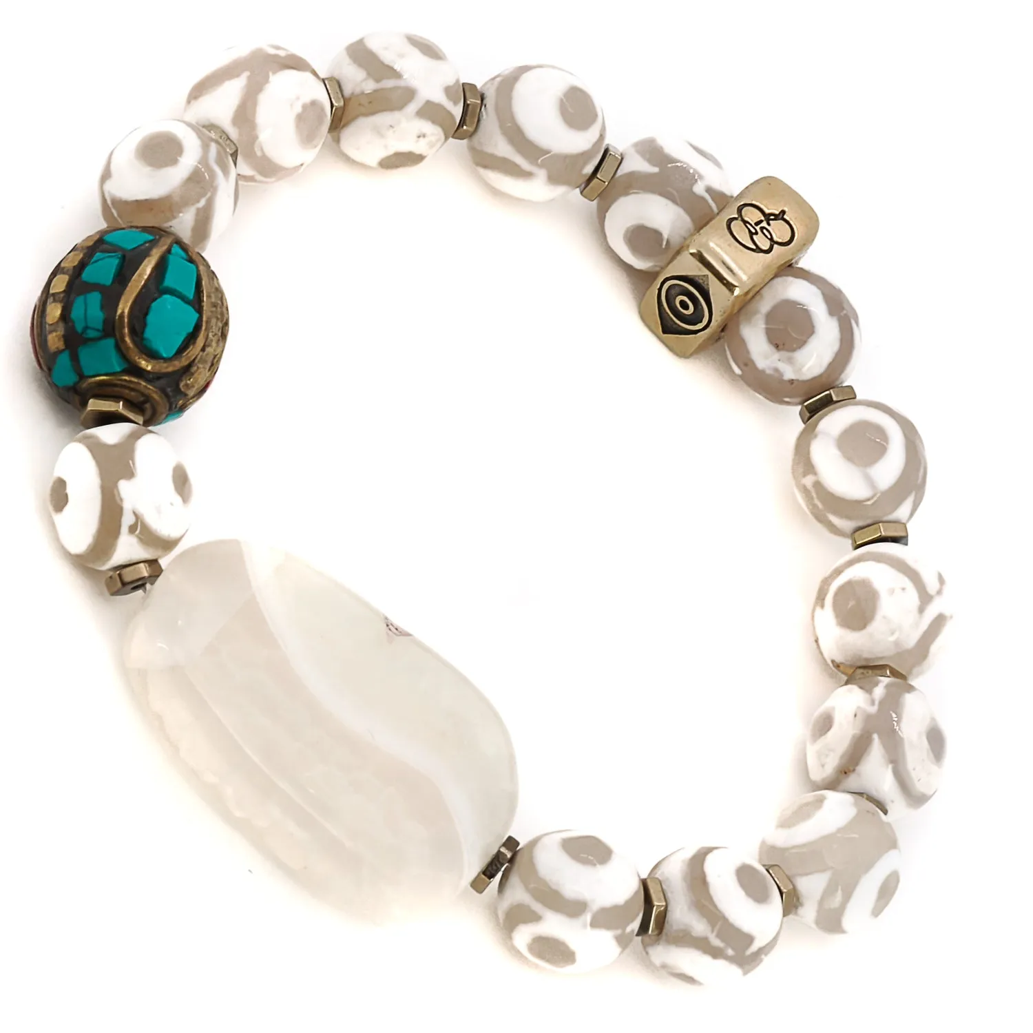 Eye Of Nepal Agate Beaded Bracelet