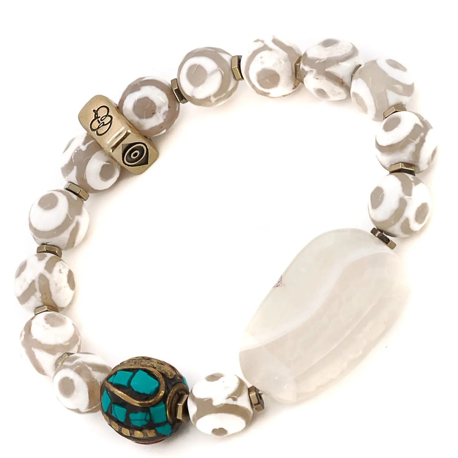 Eye Of Nepal Agate Beaded Bracelet