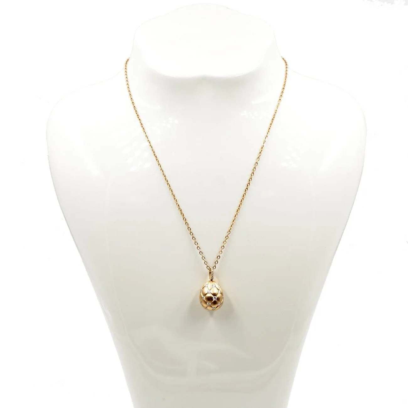 Faberge 18K Rose Gold Egg Diamond Pendant