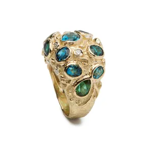 Faceted Tourmalines and Diamond Ring