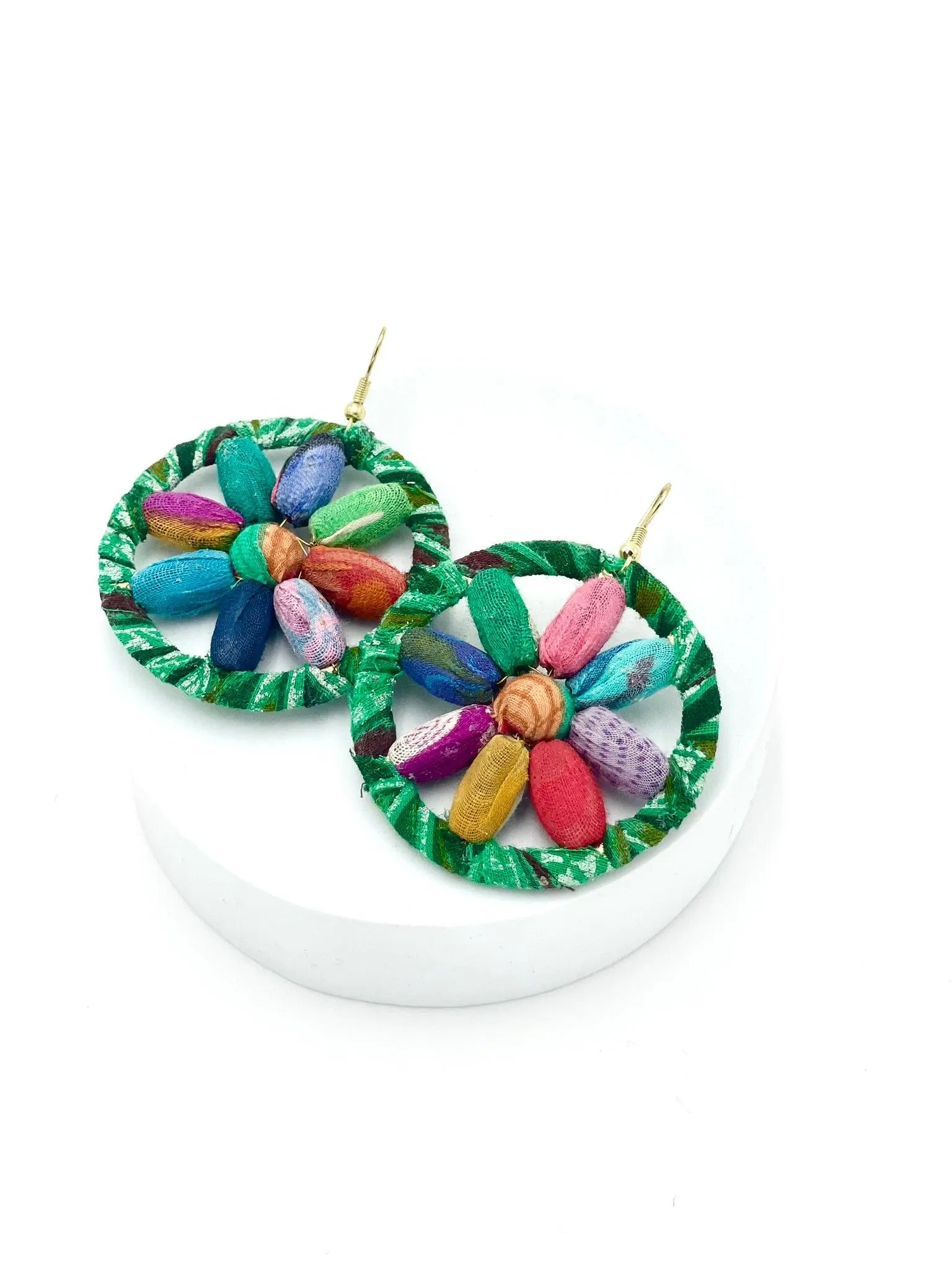 Fair Trade, Hoops/Earrings with Upcycled Cotton Fabric