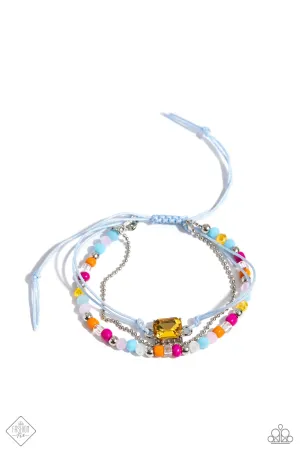 Fairground Fun - Multi - Colored Bead and Seed Bead Blue Cord Paparazzi Pull-Cord Bracelet - January 2024 Sunset Sightings