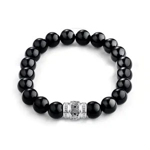 FANCIME Mens Identify Spiritual Beads Mens Sterling Silver Bracelet