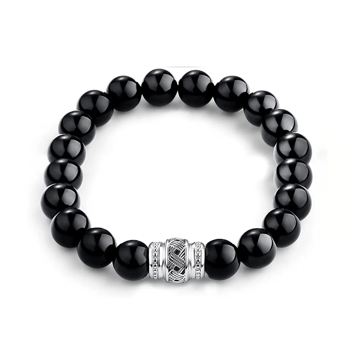 FANCIME Mens Identify Spiritual Beads Mens Sterling Silver Bracelet