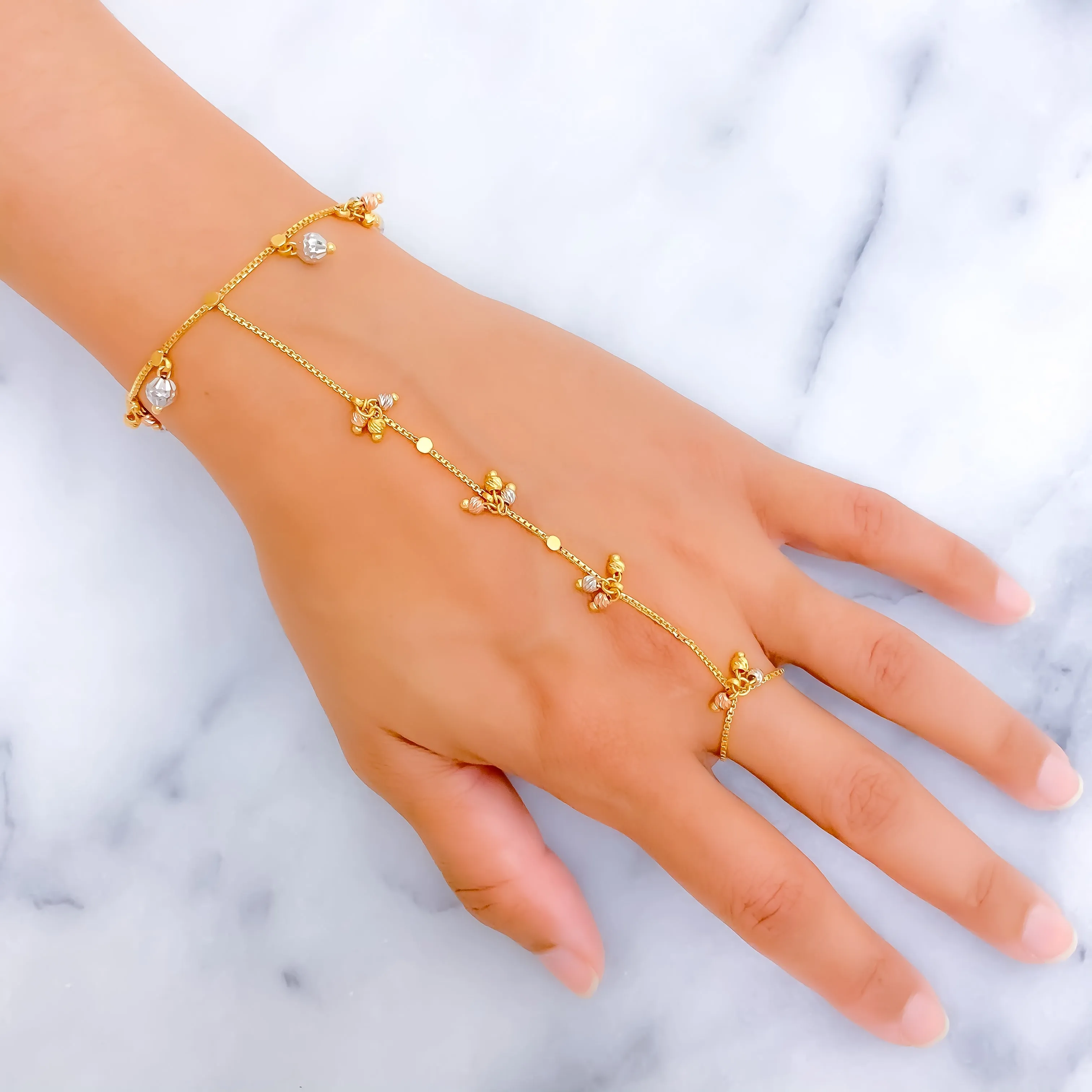 Fashionable Three Tone 22K Gold Orb Panchangala