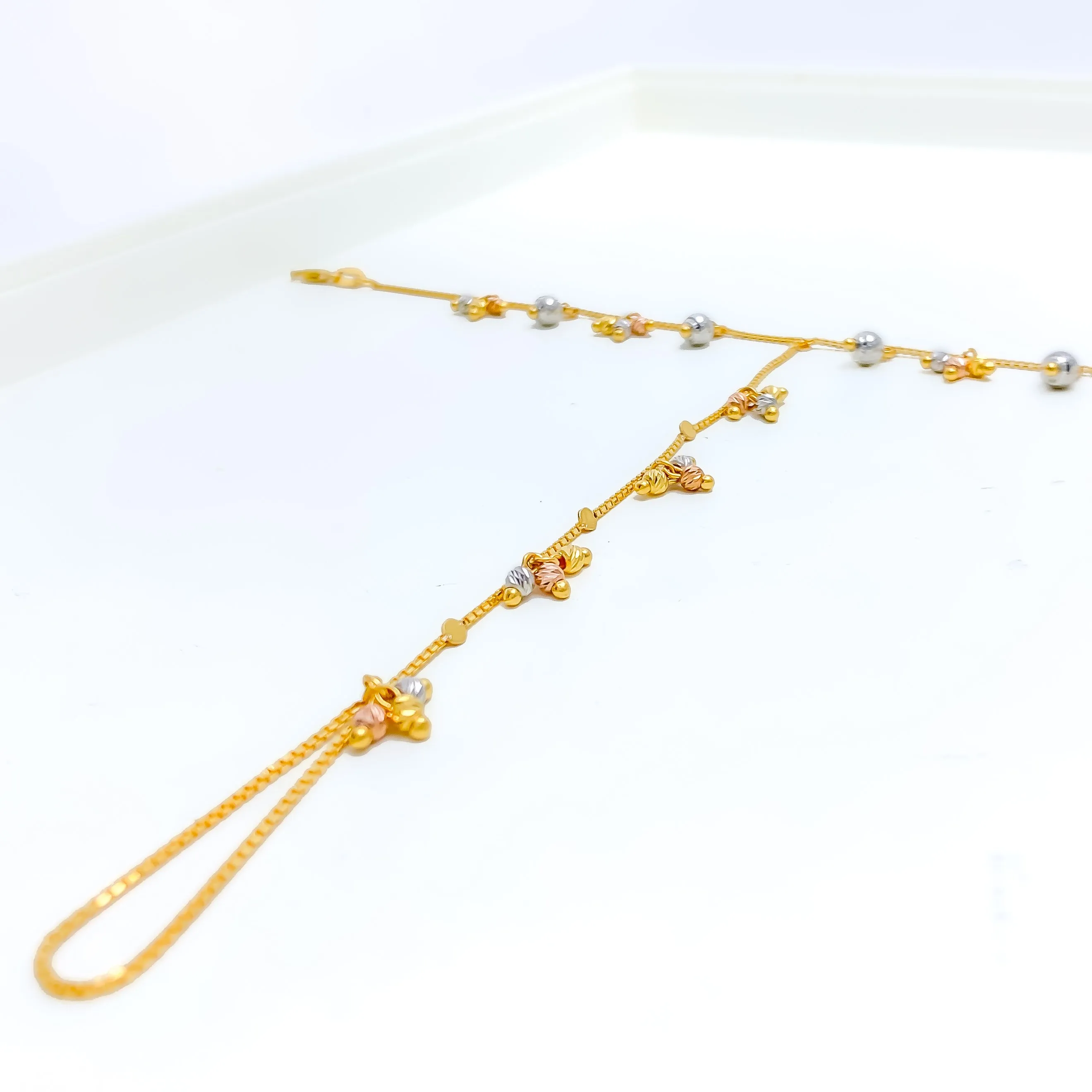 Fashionable Three Tone 22K Gold Orb Panchangala