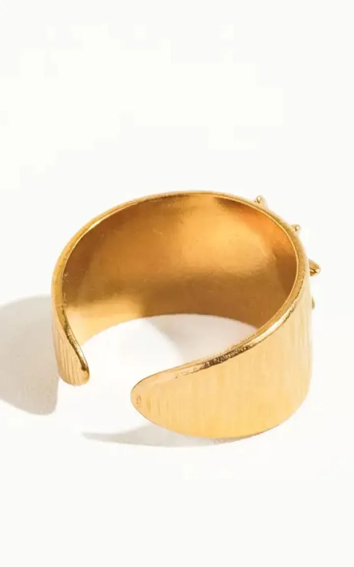 Flânerie- Elena 18K Gold Non-Tarnish Bohemian Sun Stone Ring