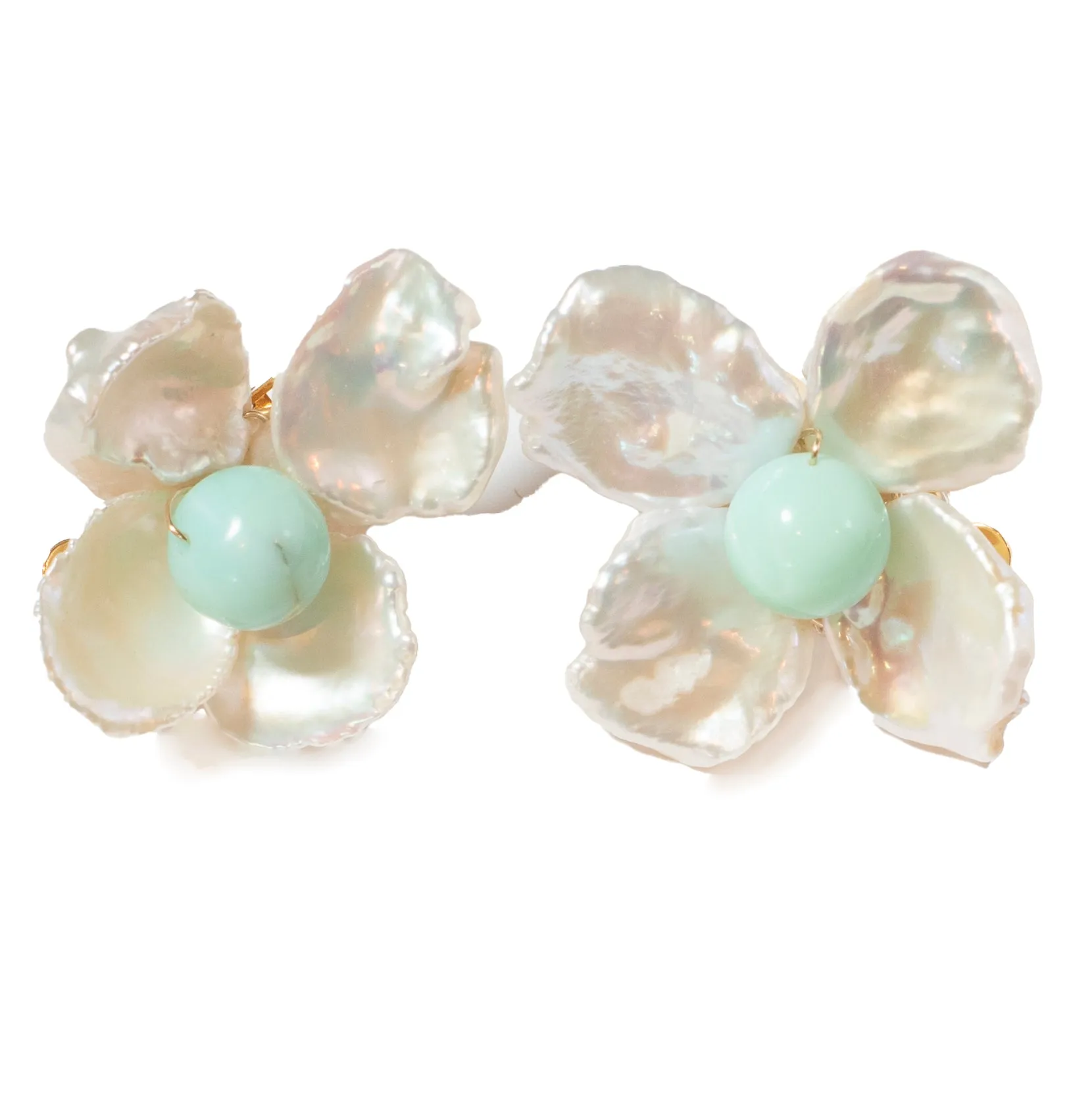 Flower Earrings with Mint Opal