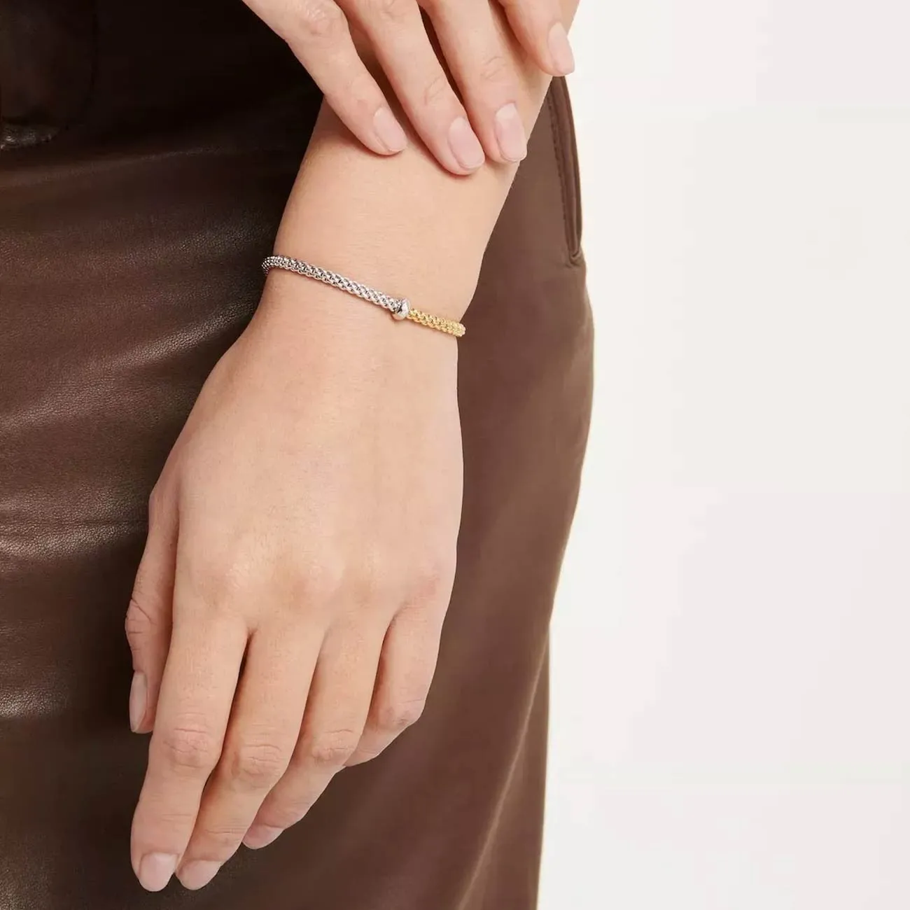 Fope Prima 18k Yellow and White Gold Flex'it Bracelet - Medium