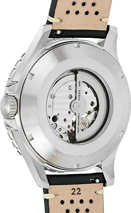 Fossil Crewmaster Sports Automatic Black Leather Men's Watch ME3148
