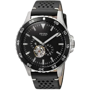 Fossil Crewmaster Sports Automatic Black Leather Men's Watch ME3148