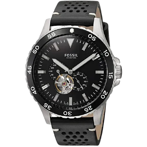 Fossil Crewmaster Sports Automatic Black Leather Men's Watch ME3148