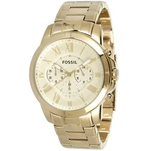Fossil Grant Gold Stainless Steel Gold Dial Chronograph Quartz Watch for Gents - FS4814