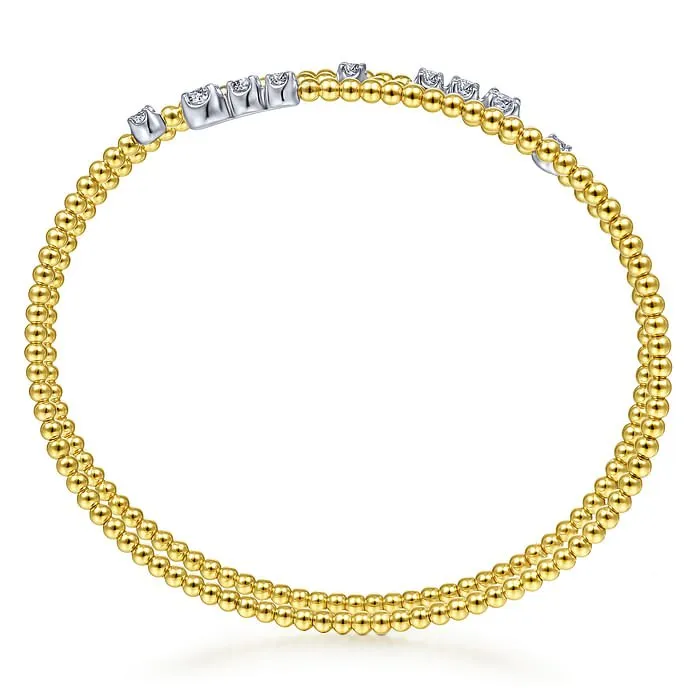 Gabriel & Co. Bujukan Bead Triple Bypass Bangle with Graduating Diamonds