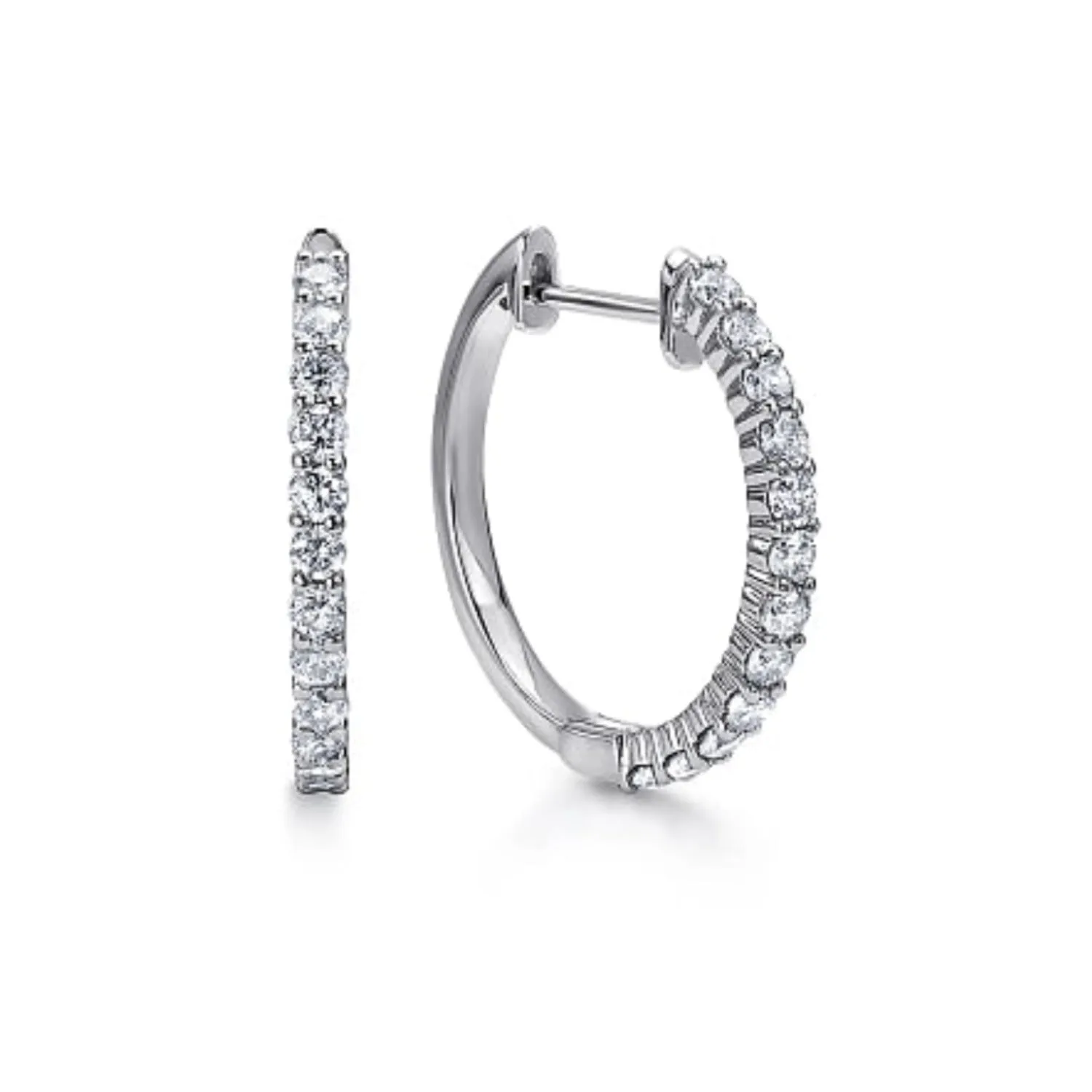 Gabriel & Co. "Classic Hoop" Thin Diamond Earrings