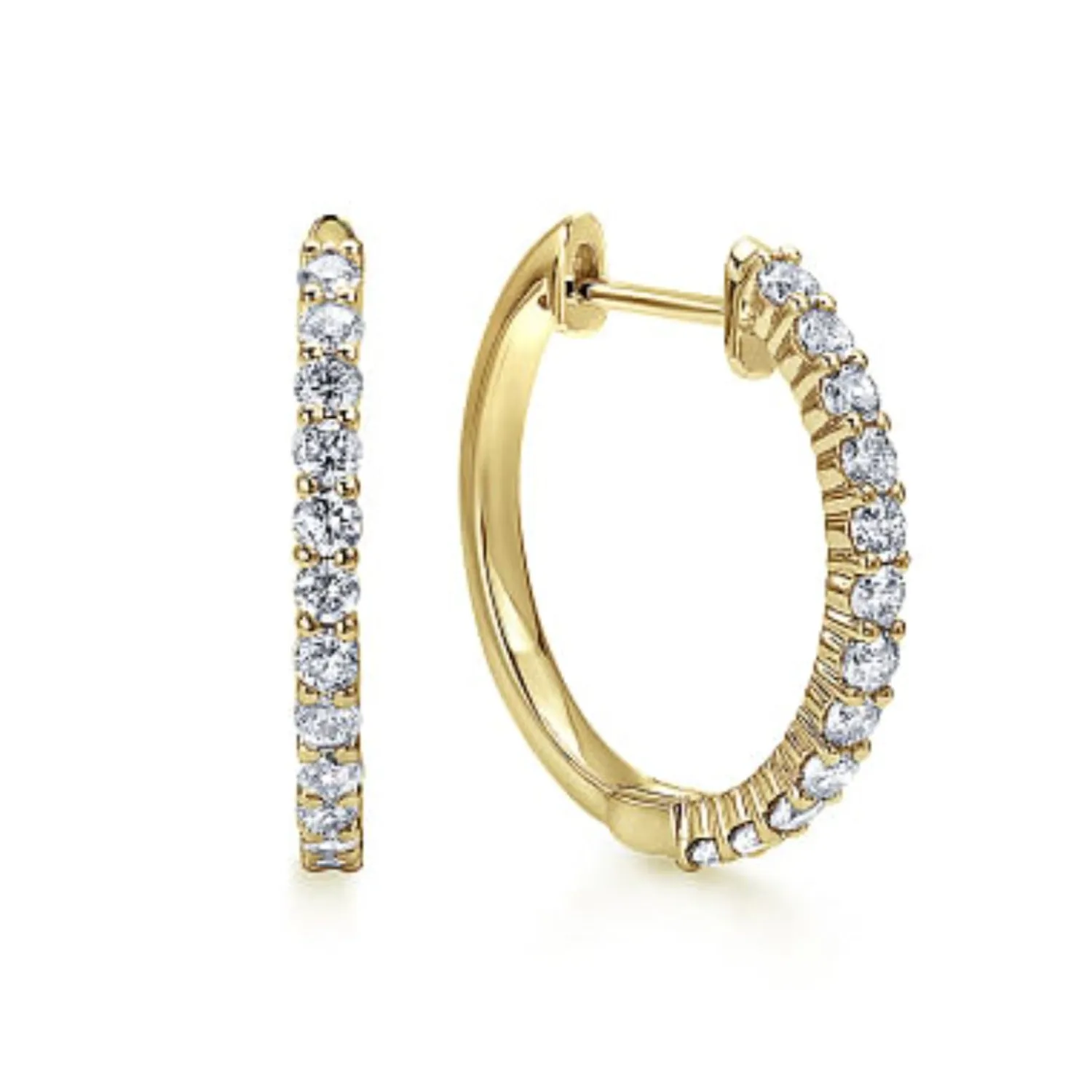Gabriel & Co. "Classic Hoop" Thin Diamond Earrings