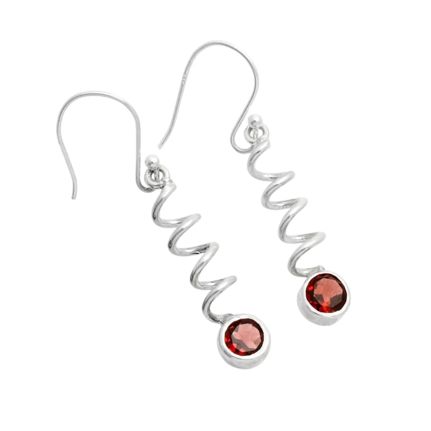 Garnet Solid 925 Sterling Silver Earrings