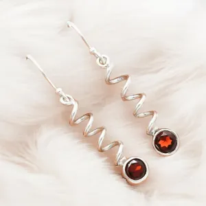 Garnet Solid 925 Sterling Silver Earrings