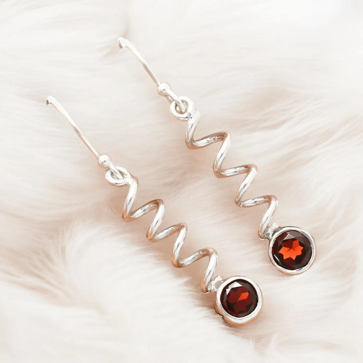 Garnet Solid 925 Sterling Silver Earrings