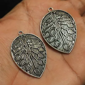 German Silver Leaf Charms 40x28mm