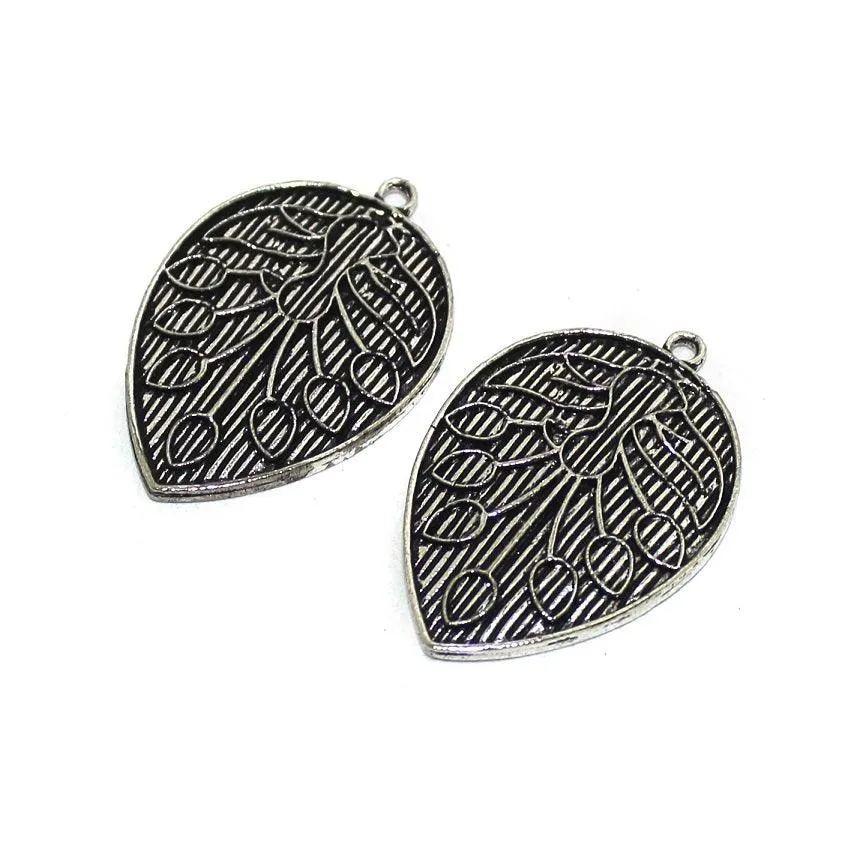 German Silver Leaf Charms 40x28mm