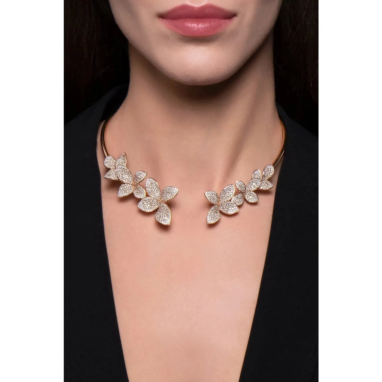 Giardini Segreti 18K Rose Gold Pavé Diamond Collier Necklace