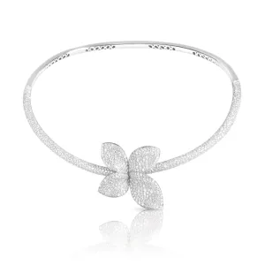 Giardini Segreti 18K White Gold Diamond Pavé Single Flower Collier Necklace