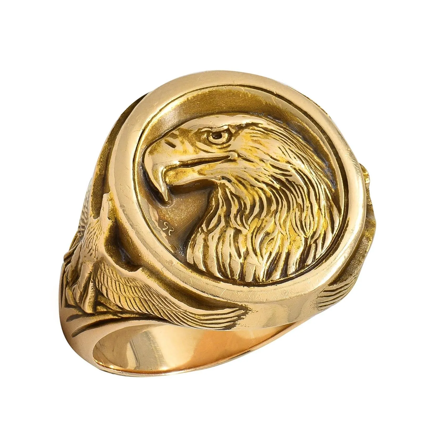 Gilroy Roberts 1977 US Franklin Mint 14 Karat Yellow Gold Golden Eagle Vintage Signet Ring