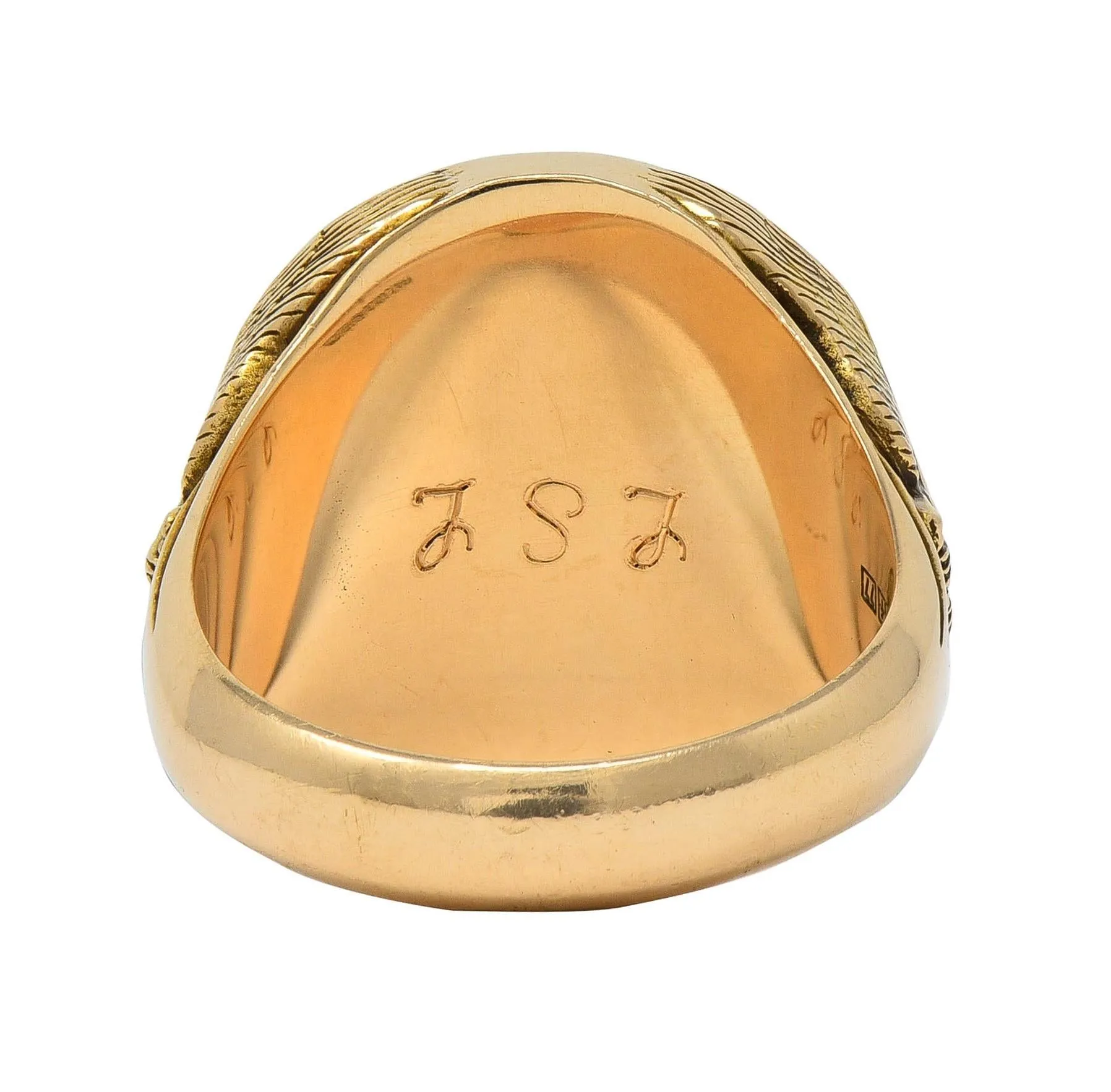 Gilroy Roberts 1977 US Franklin Mint 14 Karat Yellow Gold Golden Eagle Vintage Signet Ring