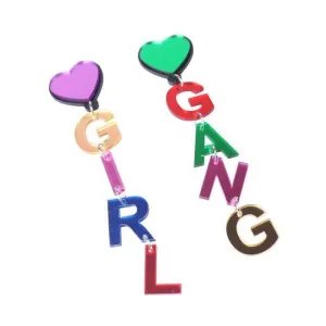 GIRL GANG Oversize Acrylic Earrings in Rainbow