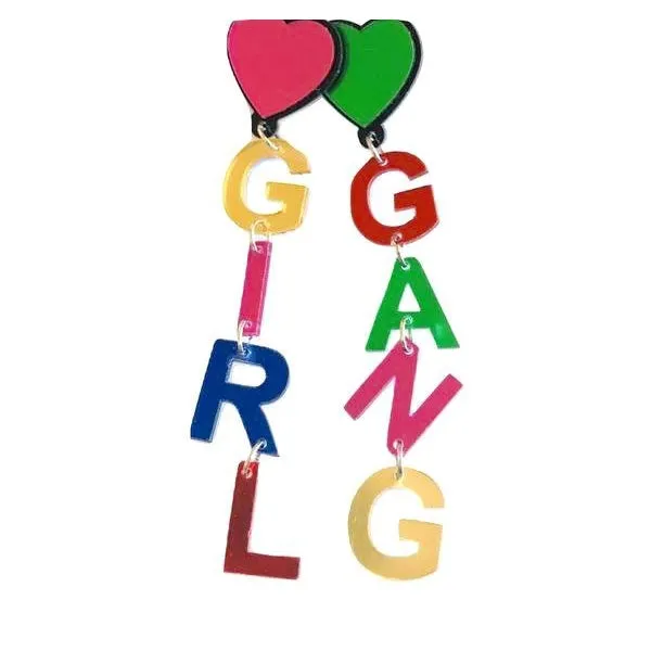 GIRL GANG Oversize Acrylic Earrings in Rainbow