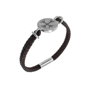 Ægishjálmur - Brown Leather Bracelet