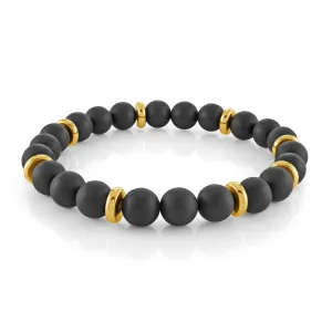 Gold Accent Black Beaded Bracelet