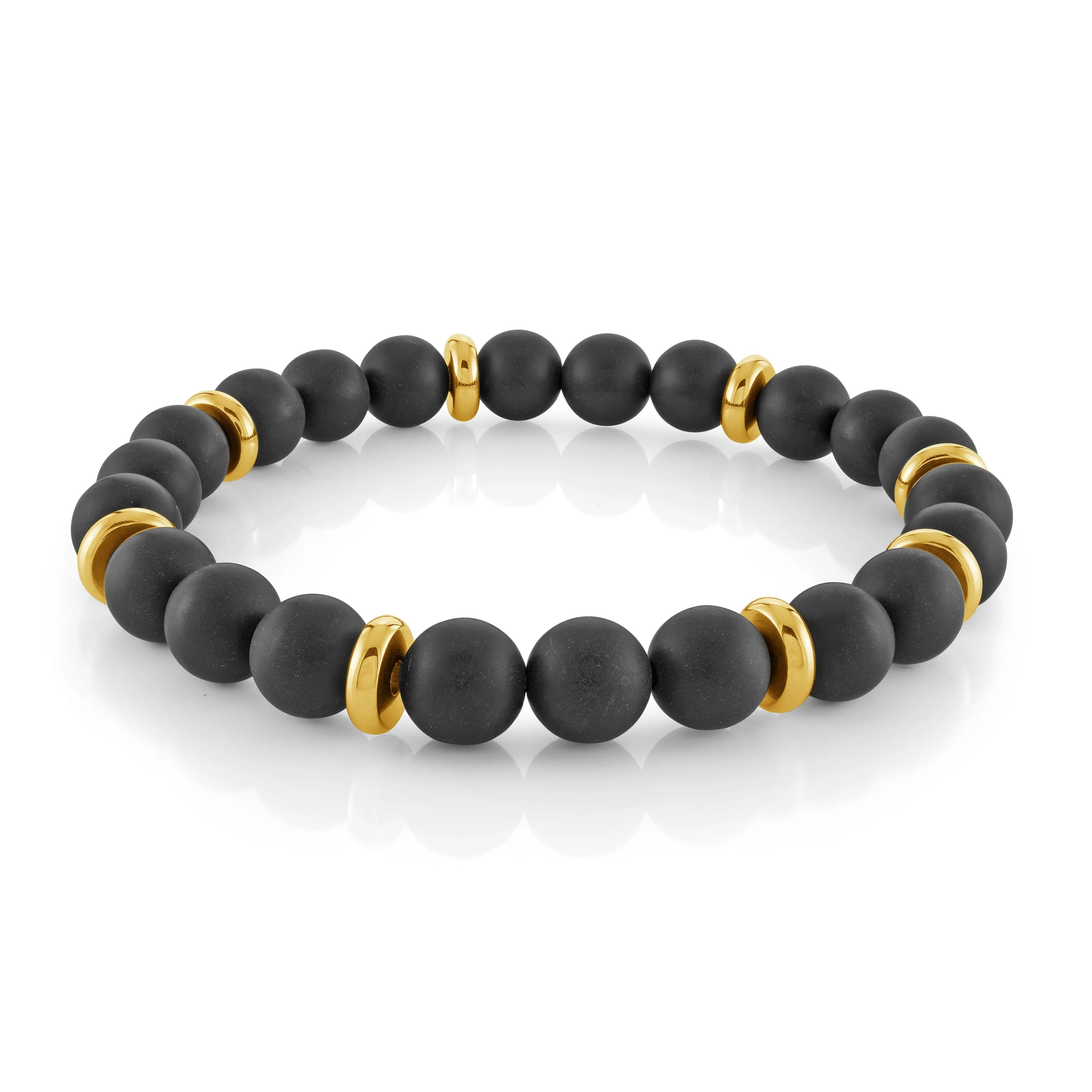 Gold Accent Black Beaded Bracelet