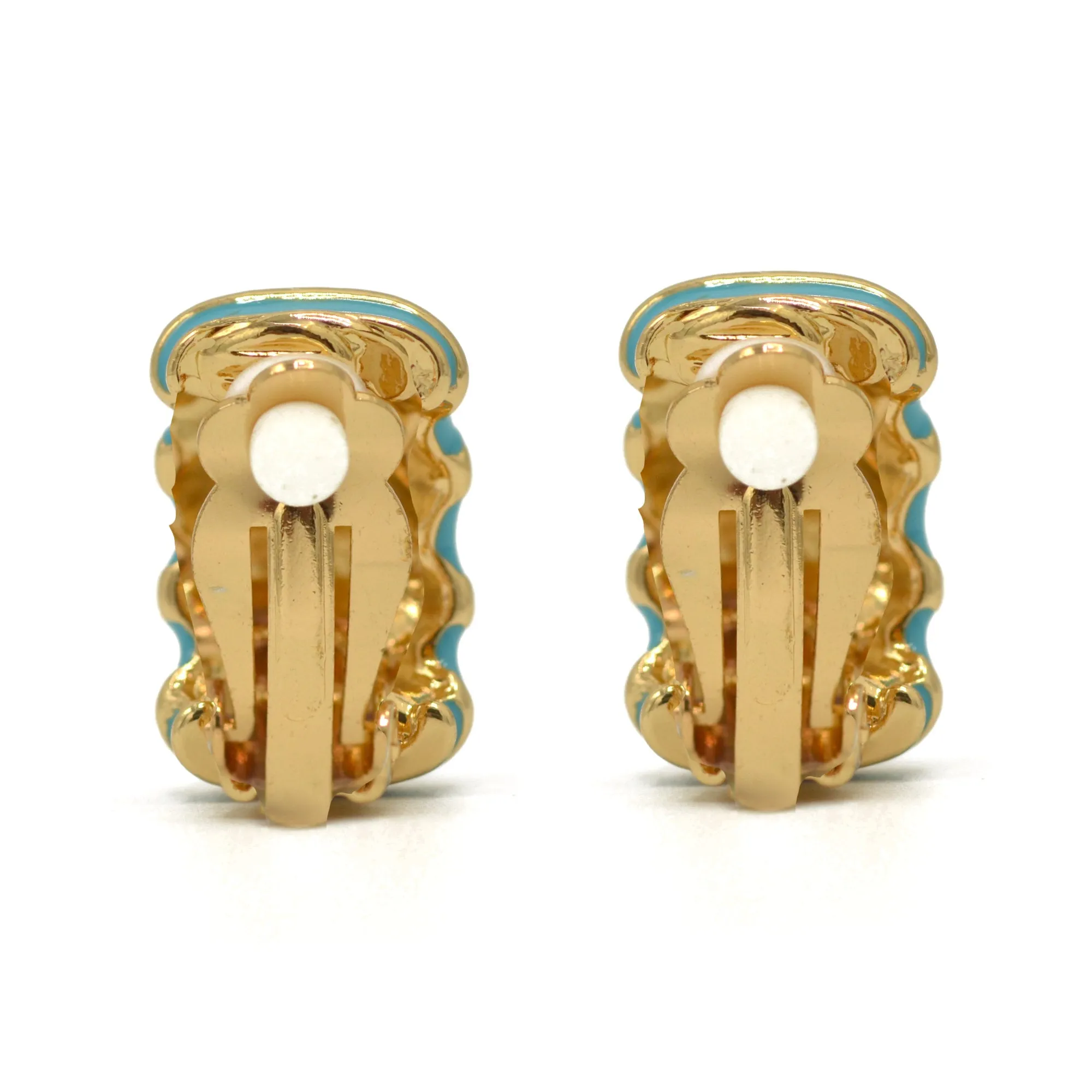 Gold and Turquoise epoxy Shrimp clip-on earrings #HNE90923GTQ(GH4)